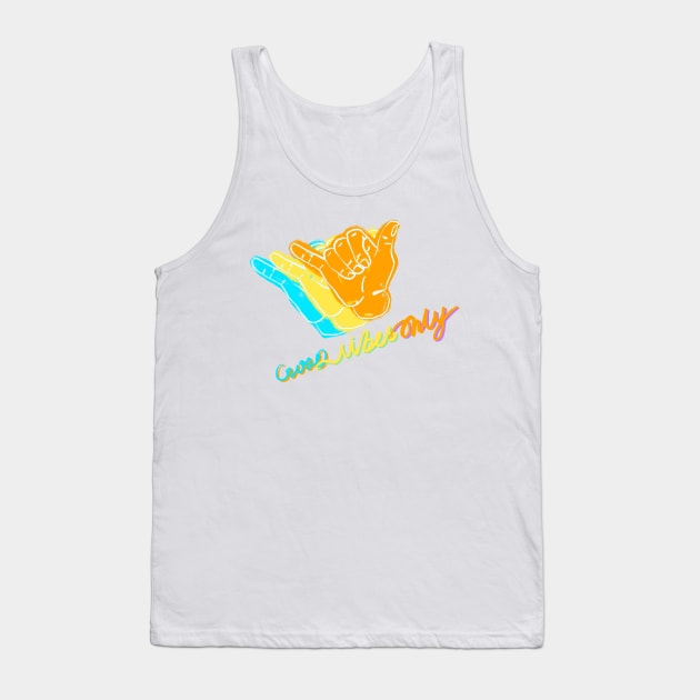 Good Vibes Only with Shaka sign Tank Top by thecolddots